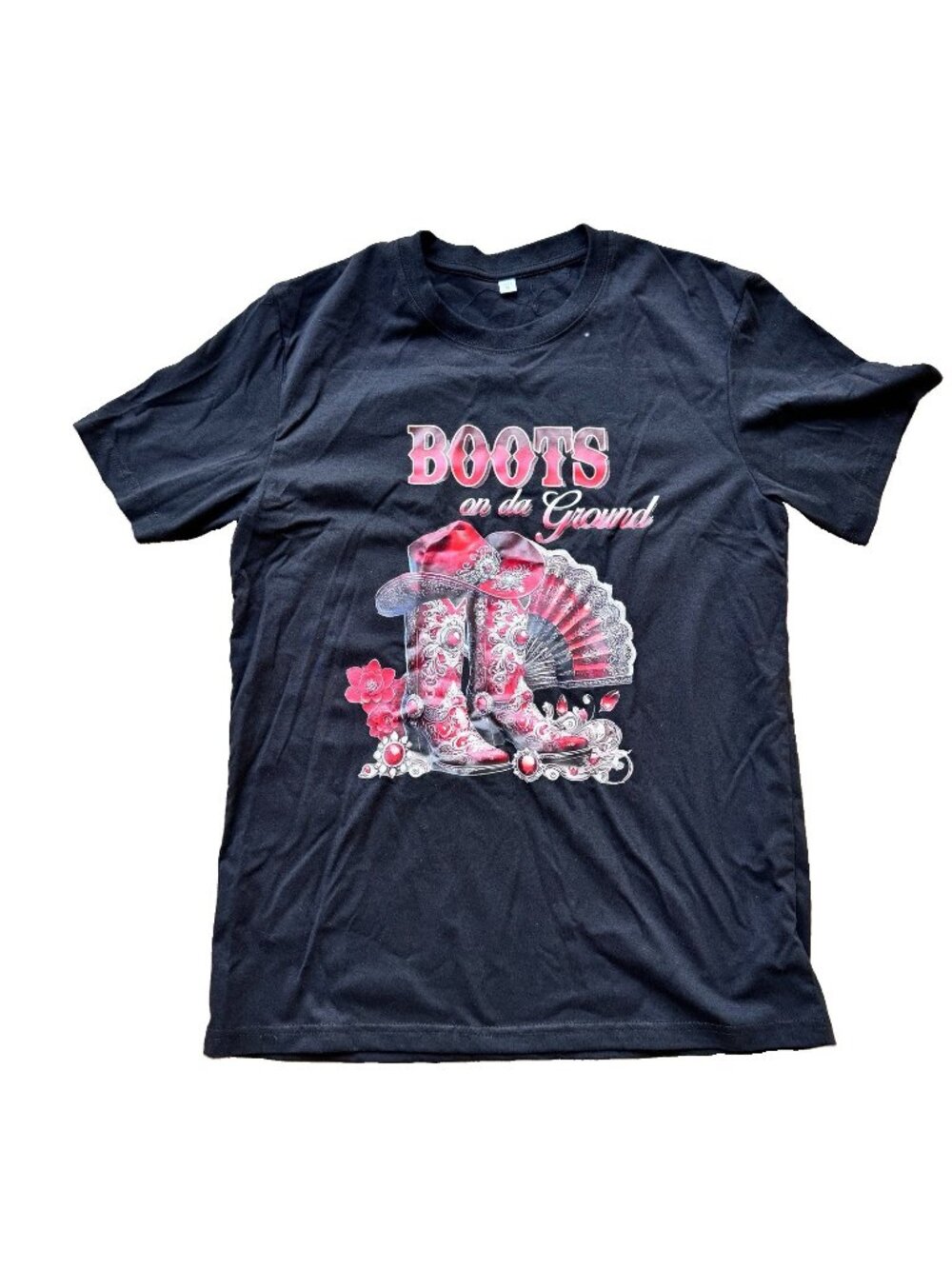 NEW Boots On The Ground Western Cowboy Boot Graphic T-Shirt Black Unisex Medium